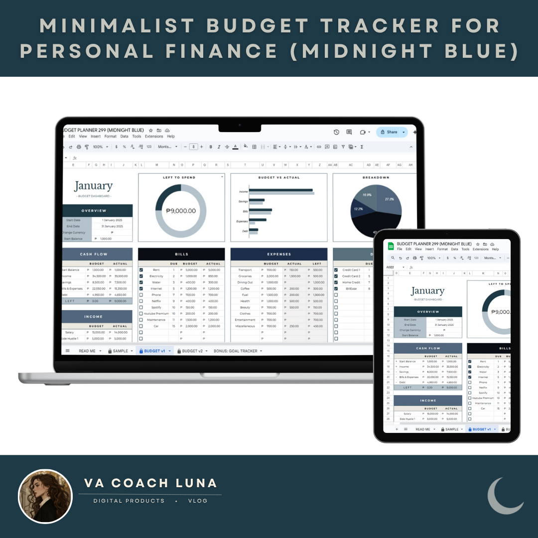 Minimalist Budget Tracker – Google Sheets Template for Personal Finance