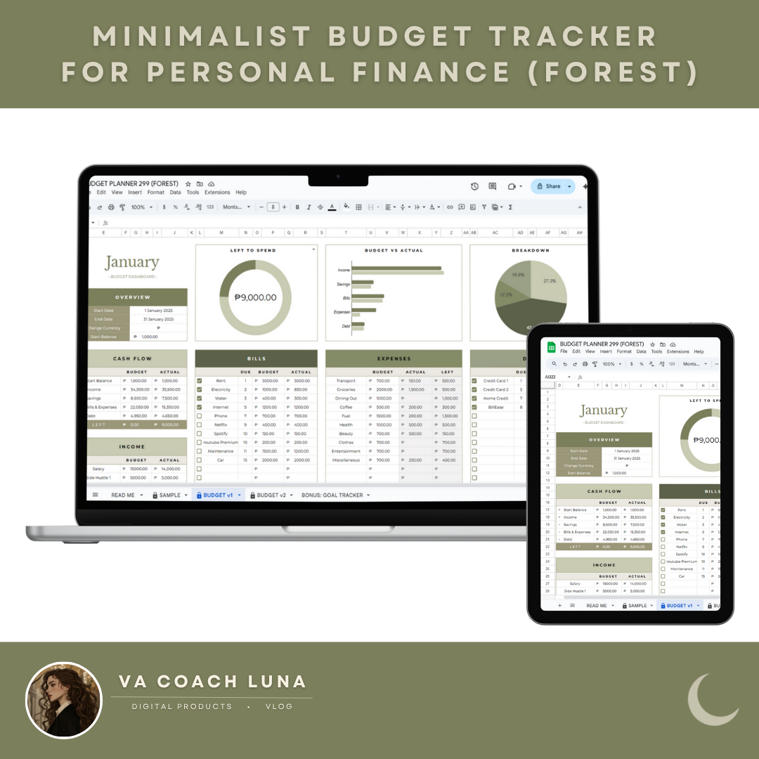 Minimalist Budget Tracker – Google Sheets Template for Personal Finance