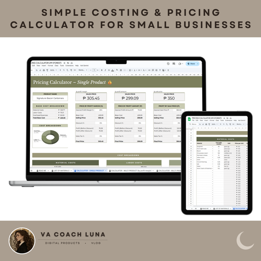 Simple Costing & Pricing Calculator for Small Businesses | Easy Profit & Cost Spreadsheet